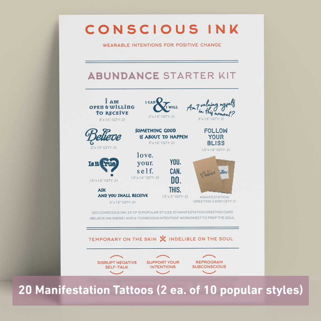 Abundance Starter Kit (Save 38%) Temporary Tattoos Pack Conscious Ink 