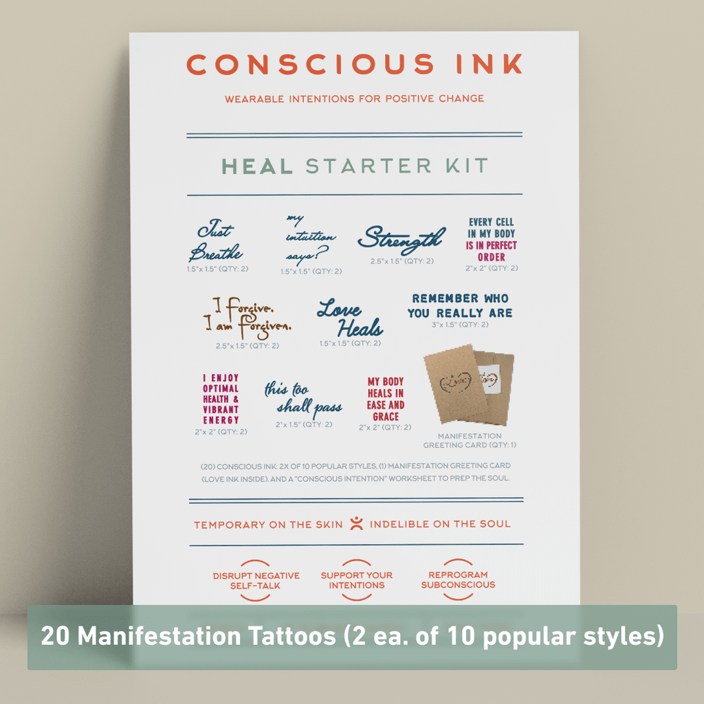 Heal Starter Kit (Save 38%) Temporary Tattoos Pack Conscious Ink 