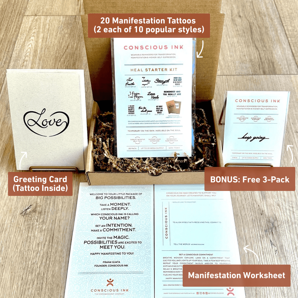Heal Starter Kit (Save 38%) Temporary Tattoos Pack Conscious Ink 