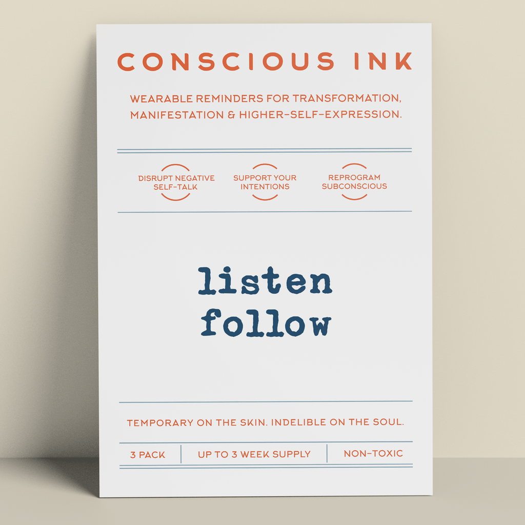 Listen Follow Manifestation Tattoo Temporary Tattoos Conscious Ink 