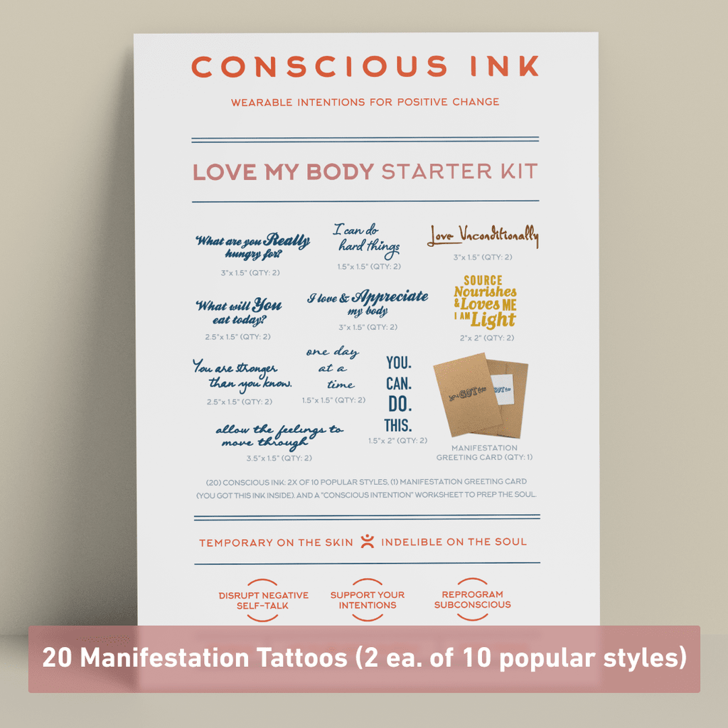 Love My Body Starter Kit (Save 38%) Temporary Tattoos Pack Conscious Ink 