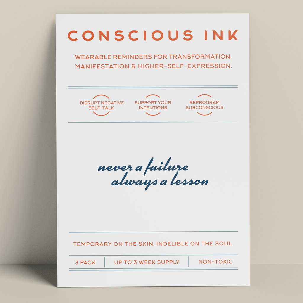 Never a failure, always a lesson Manifestation Tattoo Temporary Tattoos Conscious Ink 