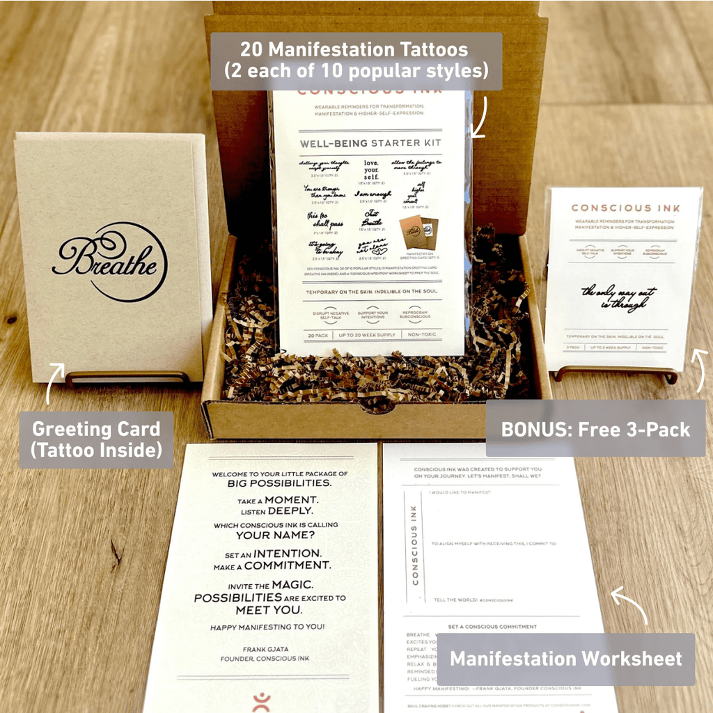 Well-Being Starter Kit (Save 38%) Temporary Tattoos Pack Conscious Ink 